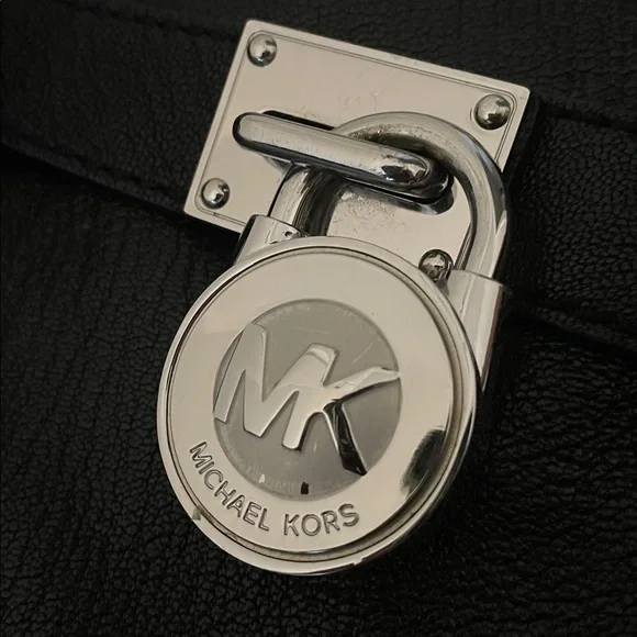 Michael Kors Black Leather Handbag with Silver Accents - Picture 4 of 5